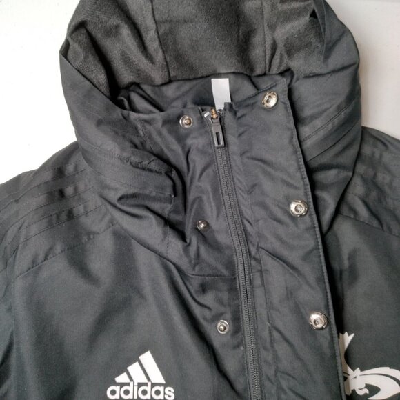 Adidas Garneau Stadium Jacket Men Medium Black Coat Coach Parka Moose 18 Soccer - Picture 15 of 16